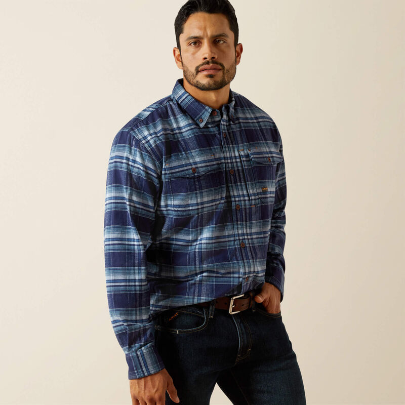 Ariat Mens Rebar Flannel Durastretch Long Sleeve Workshirt