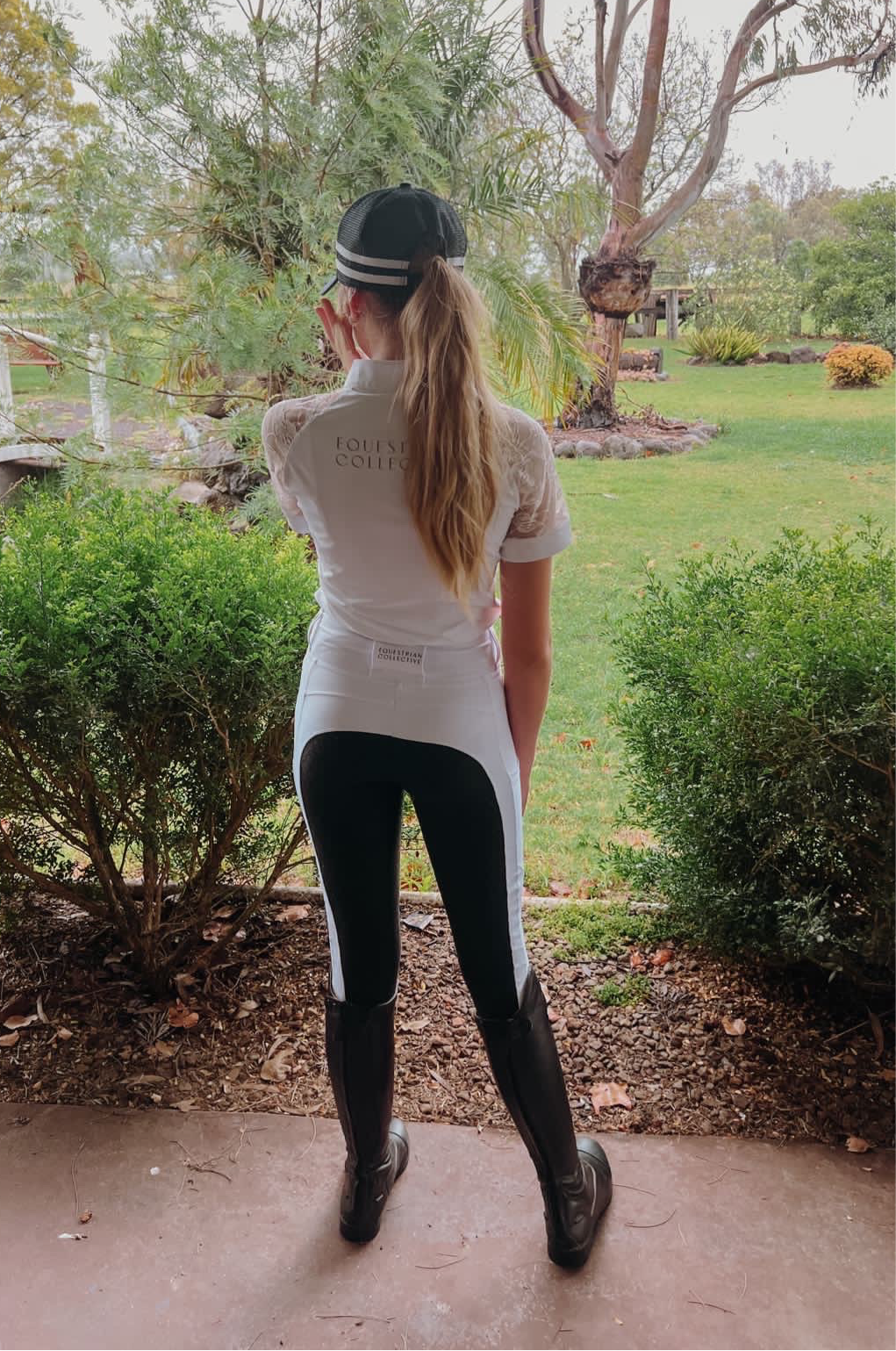 Equestrian Collective - Black Seat White Competition Tights