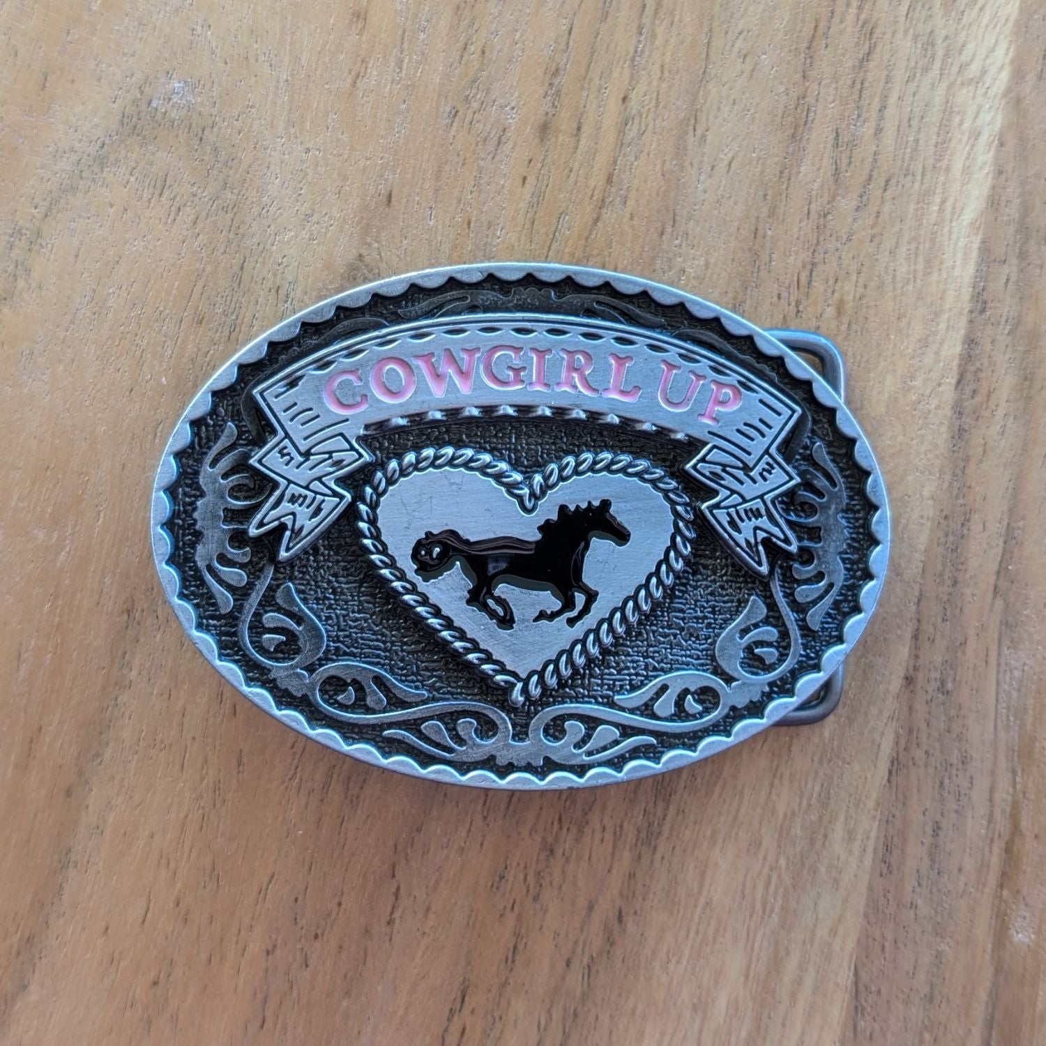 Cowgal Gifts Cowgirl Up Oval Horse Buckle