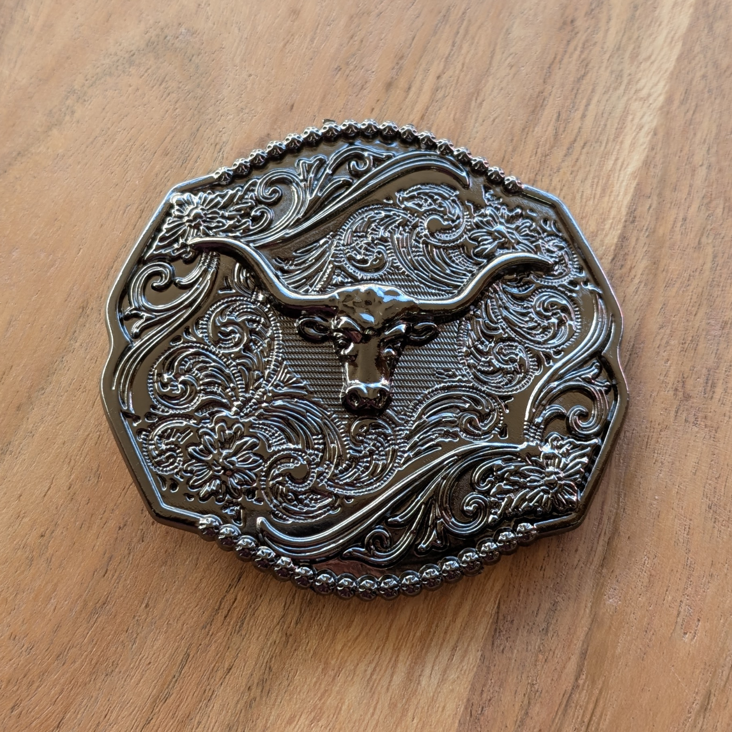 Cowgal Gifts Longhorn Detailed Gunmetal Buckle