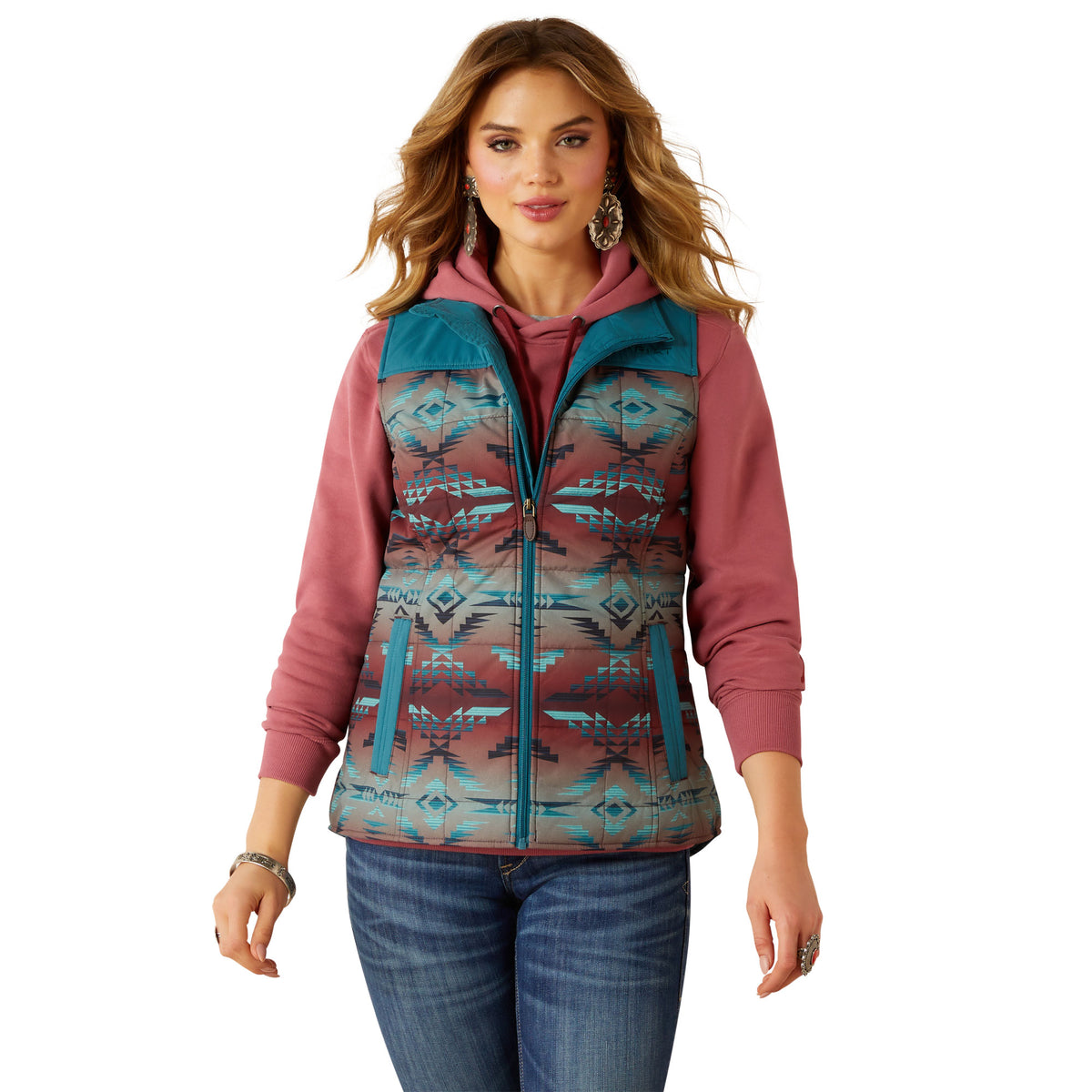 Ariat Womens Crius Insulated Vest - Dragonfly with Inez Blanket Print