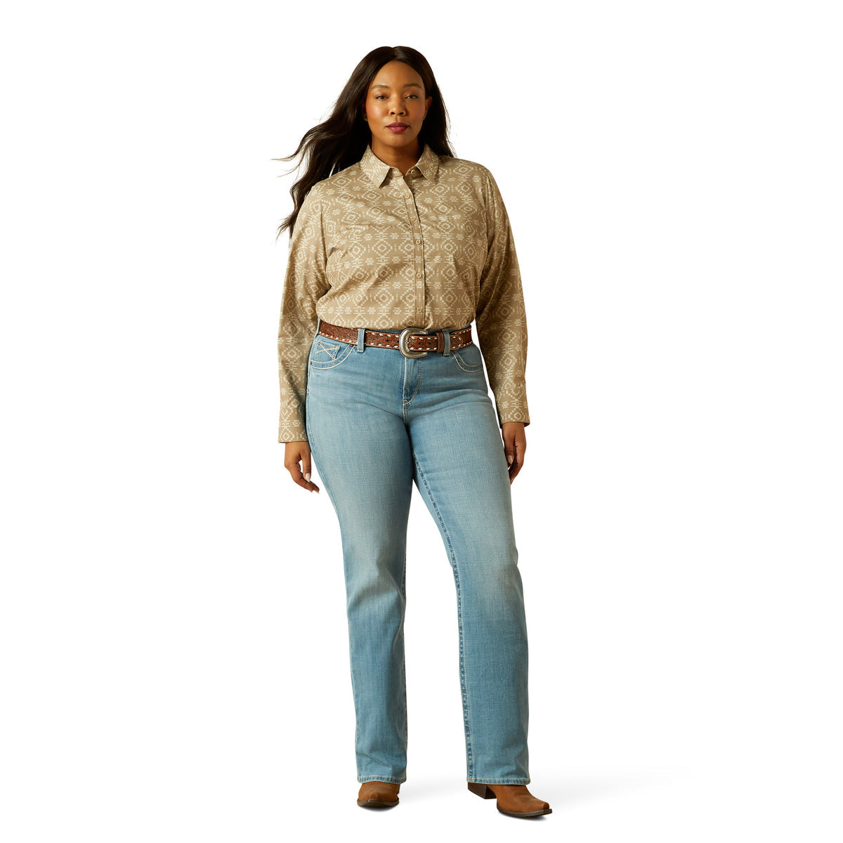 Ariat Womens Team Kirby Stretch Long Sleeve Shirt - Lone Ridge Print