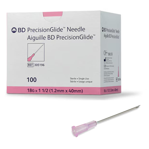 Hypodermic Needle 18G x 1.5 Inch (Each)