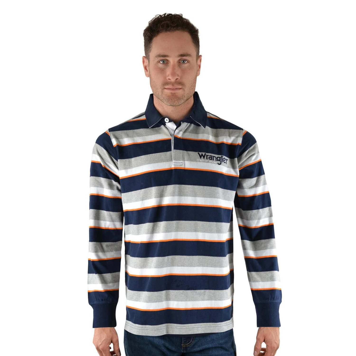 Wrangler Mens Stripe Rugby Jumper