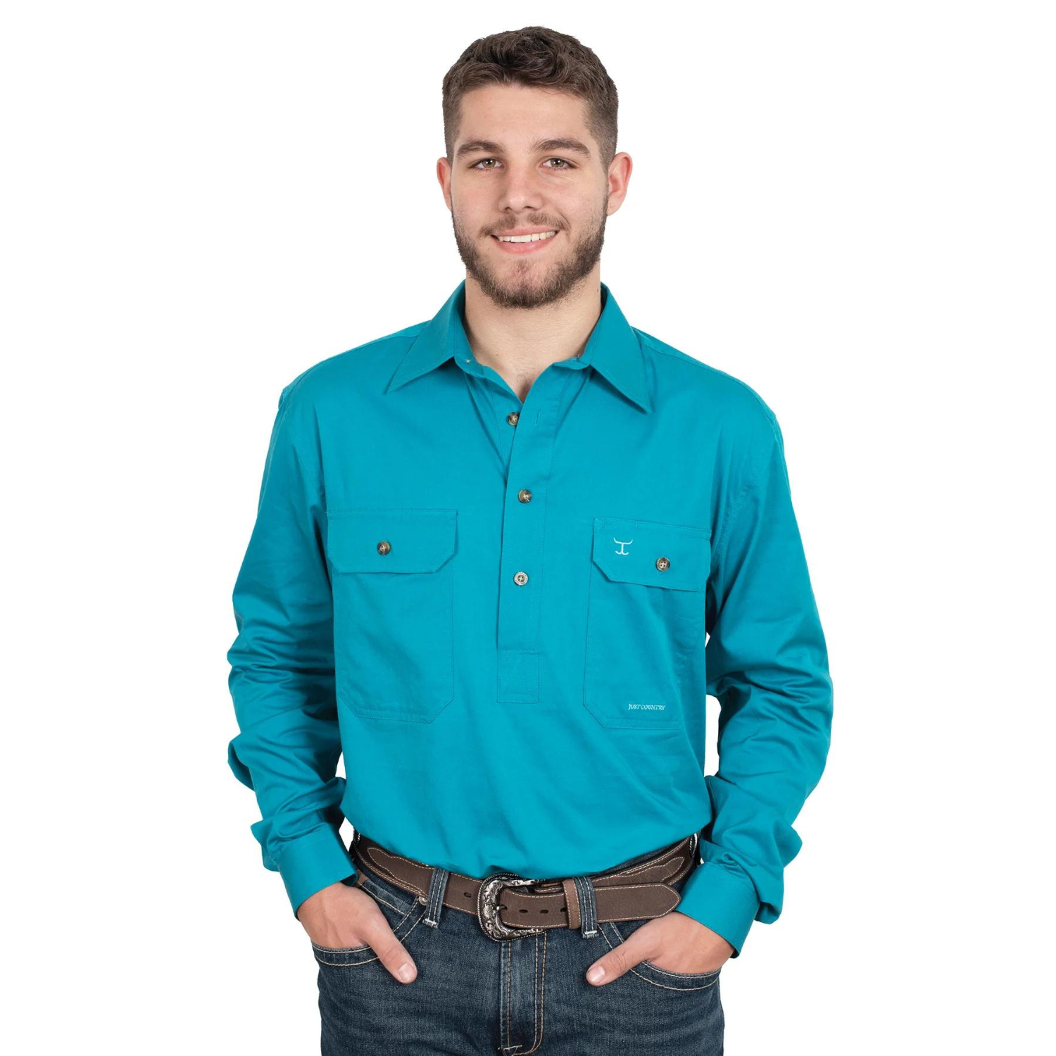 Just Country Mens Cameron 1/2 Button Workshirt