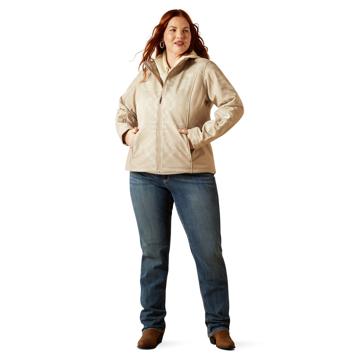 Ariat Womens Logo Softshell Print Jacket - Cross Stitch - Saddleworld Devonport