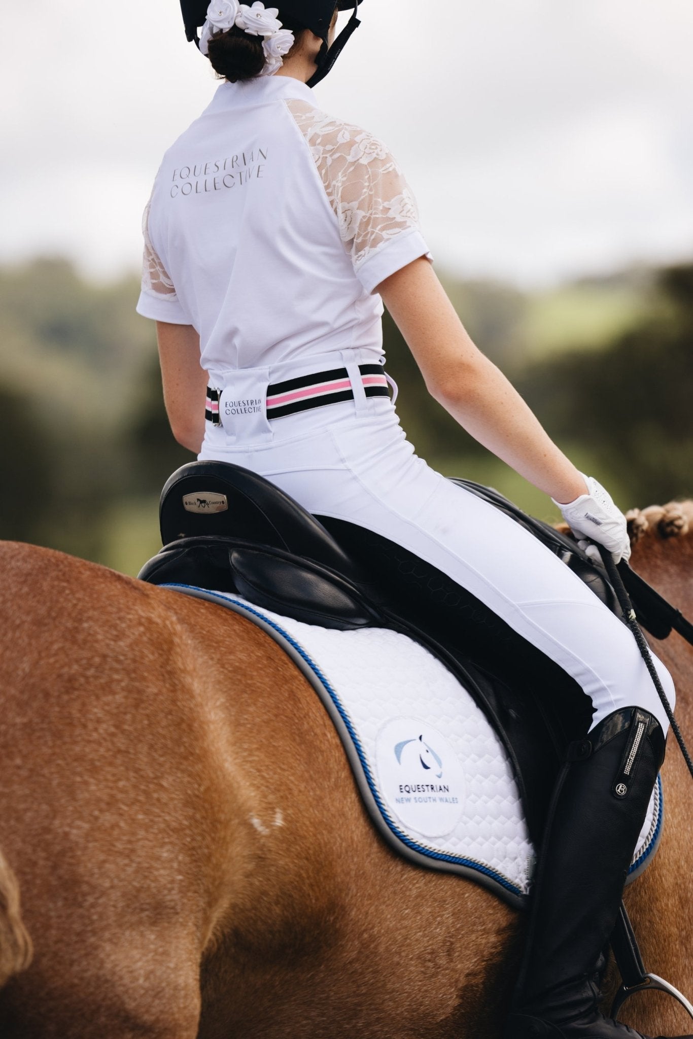 Equestrian Collective - Black Seat White Competition Tights - Saddleworld Devonport