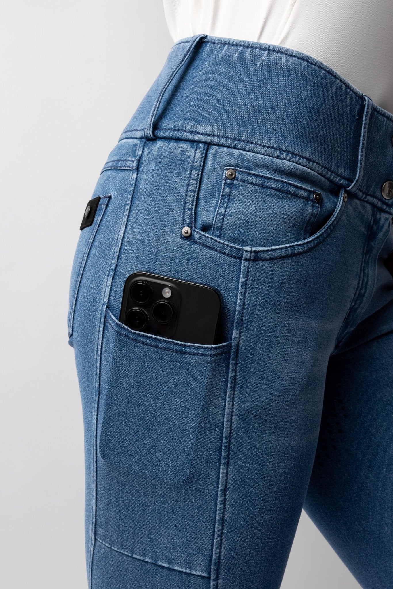 Horze Womens Carolyn Denim-Look Breeches - Saddleworld Devonport