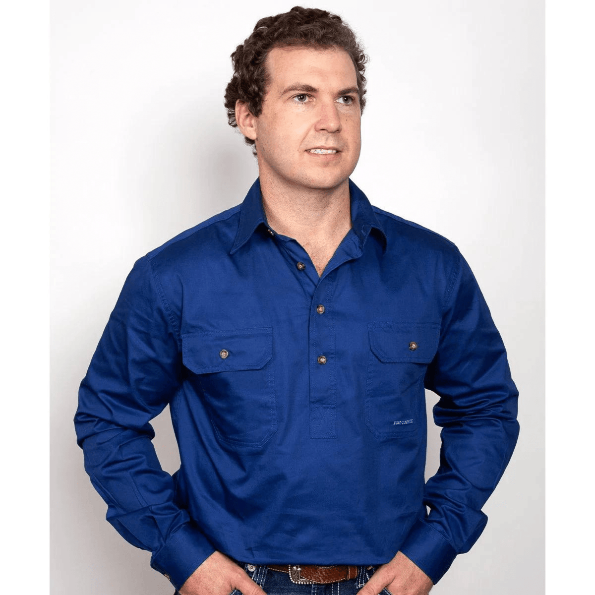 Just Country Mens Cameron 1/2 Button Workshirt - Saddleworld Devonport