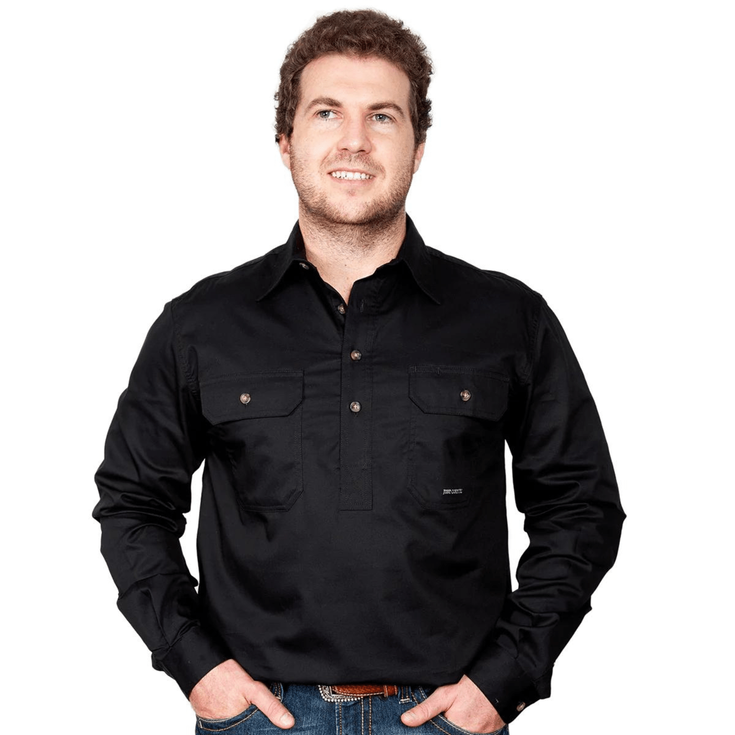 Just Country Mens Cameron 1/2 Button Workshirt - Saddleworld Devonport