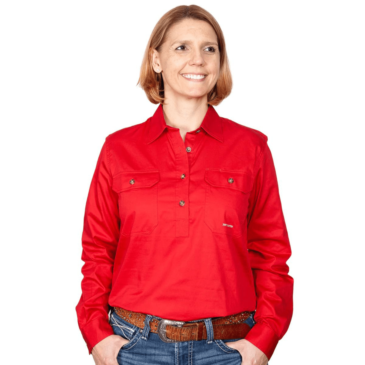 Just Country Womens Jahna Half Button Workshirt - Saddleworld Devonport