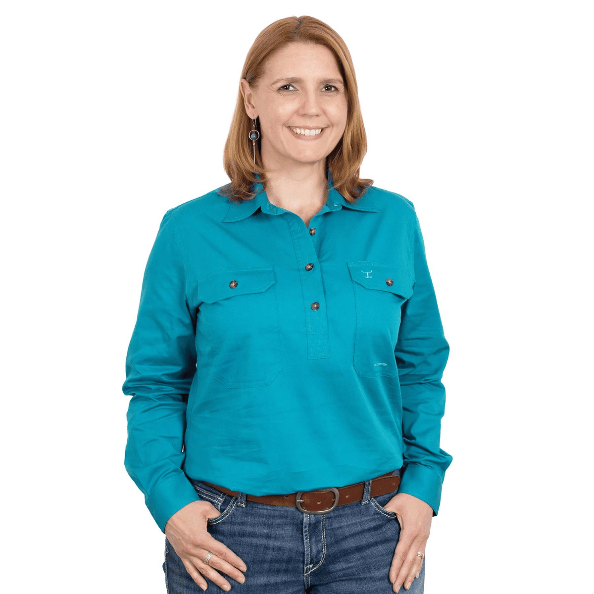 Just Country Womens Jahna Half Button Workshirt - Saddleworld Devonport