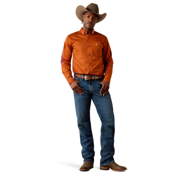Ariat Mens Team Logo Lightweight Twill Fitted long Sleeve Shirt