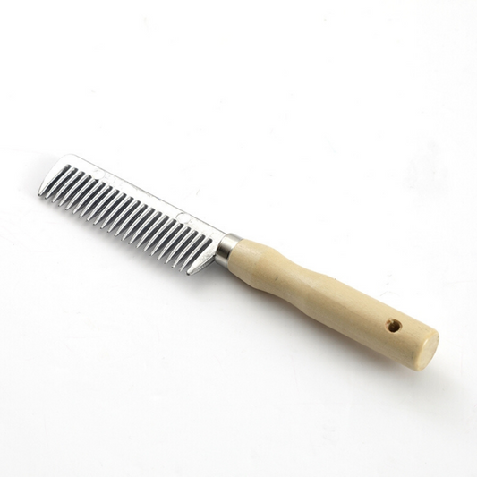 Aluminium Mane Comb with Wooden Handle