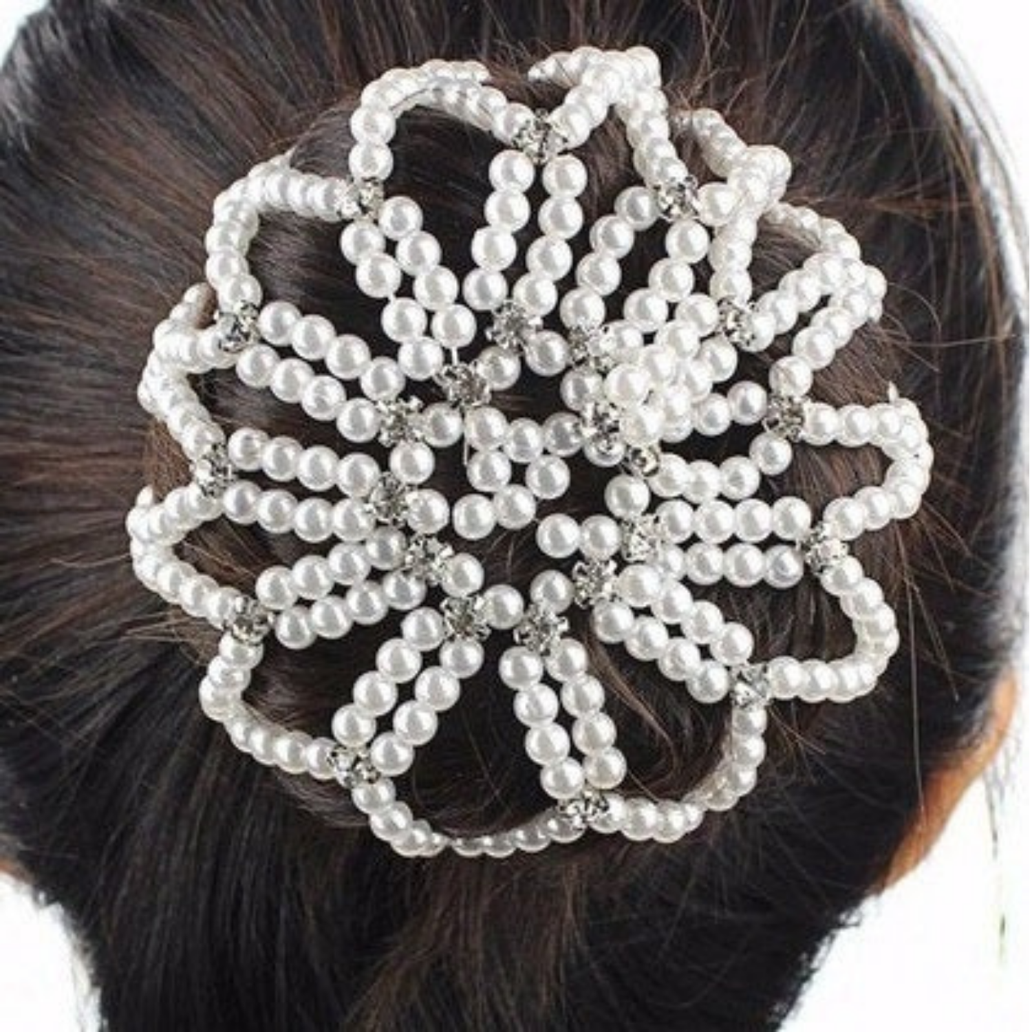 Hamag Pearl/Crystal Bun Hair Net