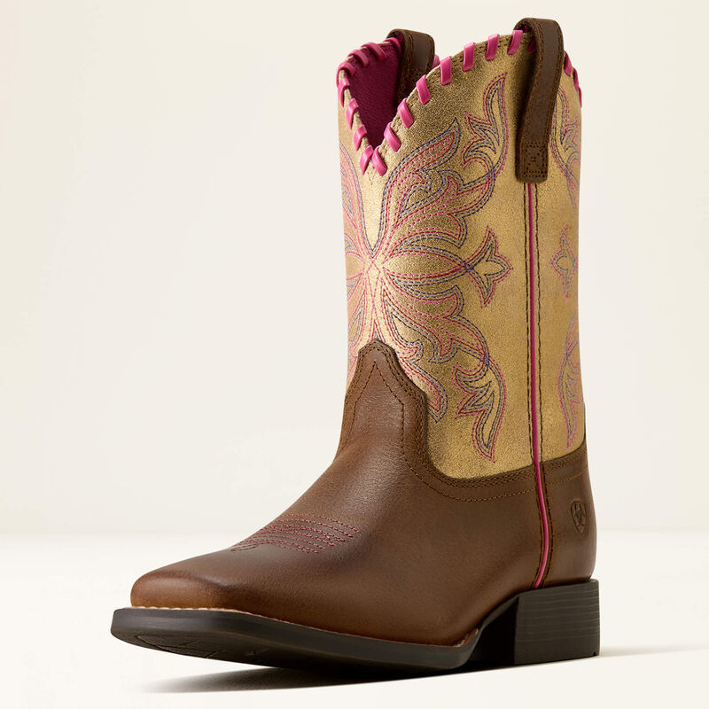 Ariat Kids Sundown Wide Square Toe Boots - Georgia Clay/Royal Gold