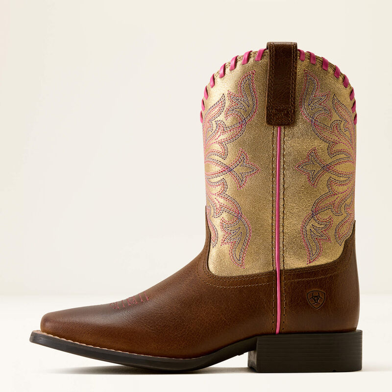 Ariat Kids Sundown Wide Square Toe Boots - Georgia Clay/Royal Gold