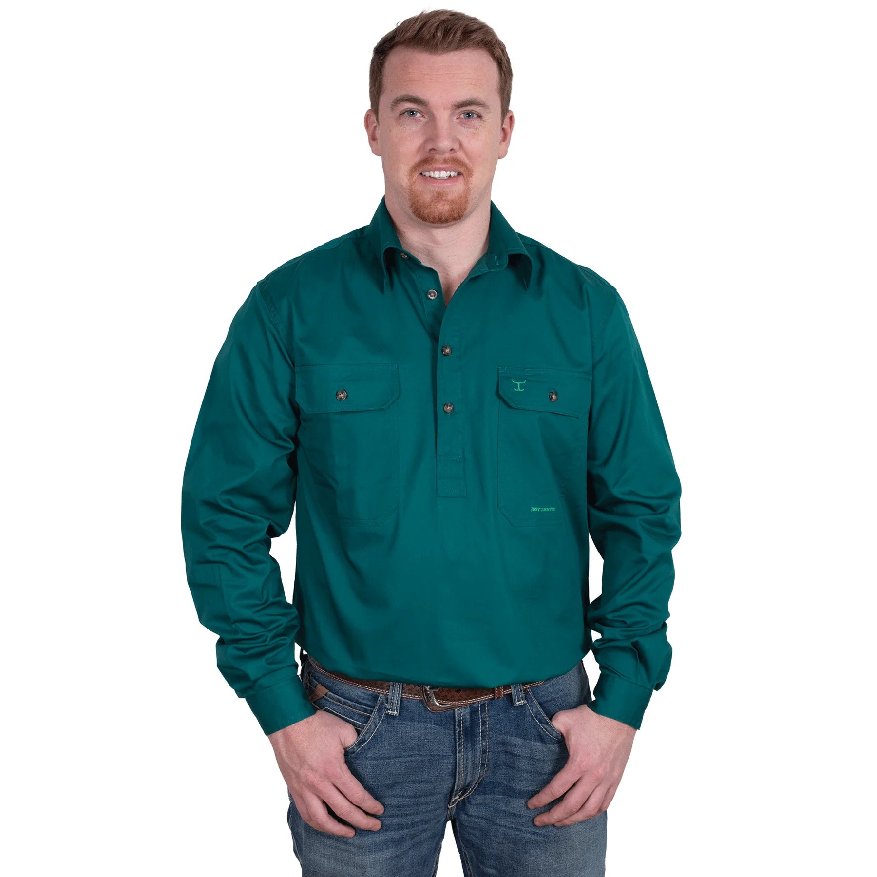 Just Country Mens Cameron Workshirt - 1/2 Button