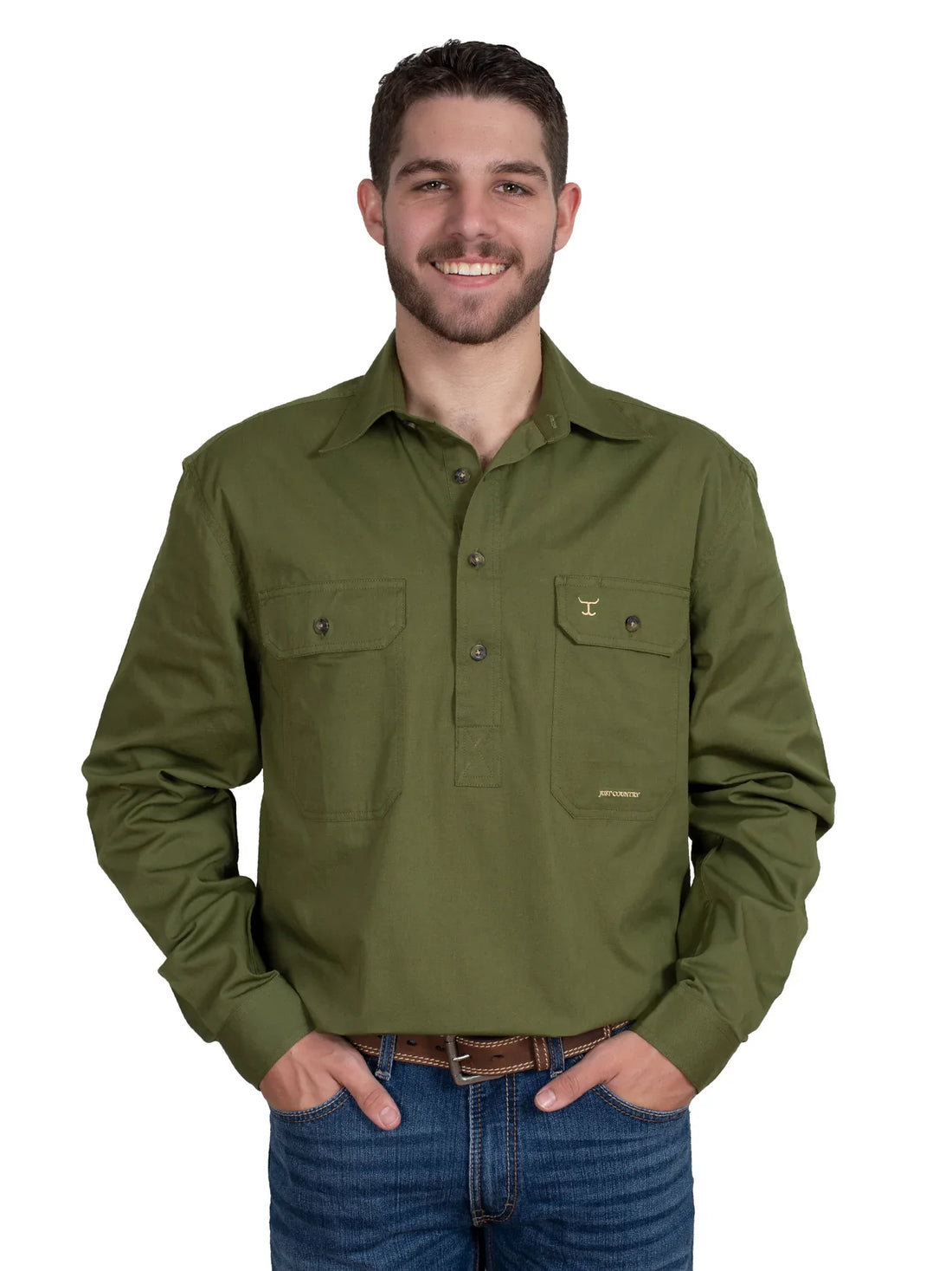 Just Country Mens Cameron Workshirt 1/2 Button