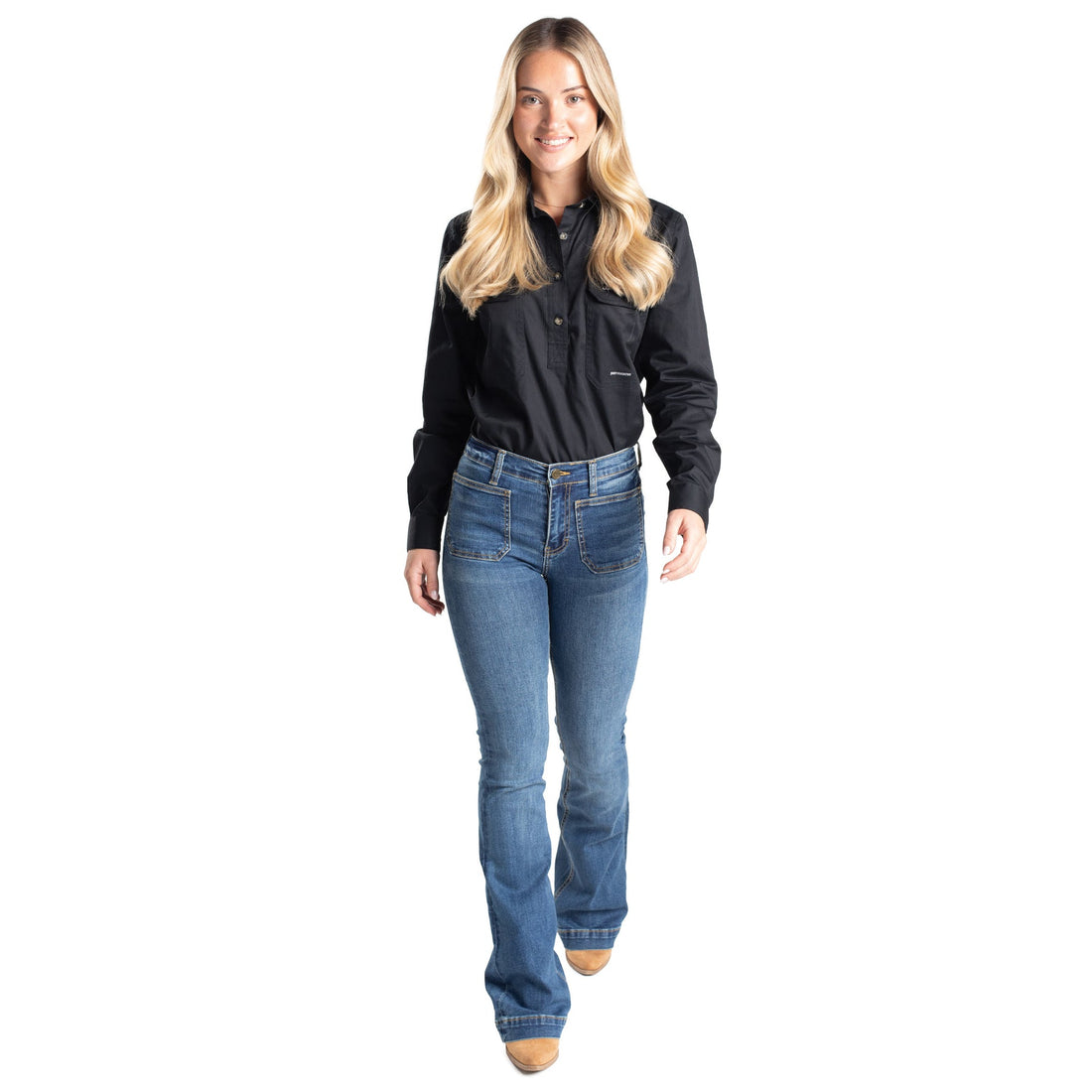 Tin haul Womens Denim 595 Libby Flare Plain Blue