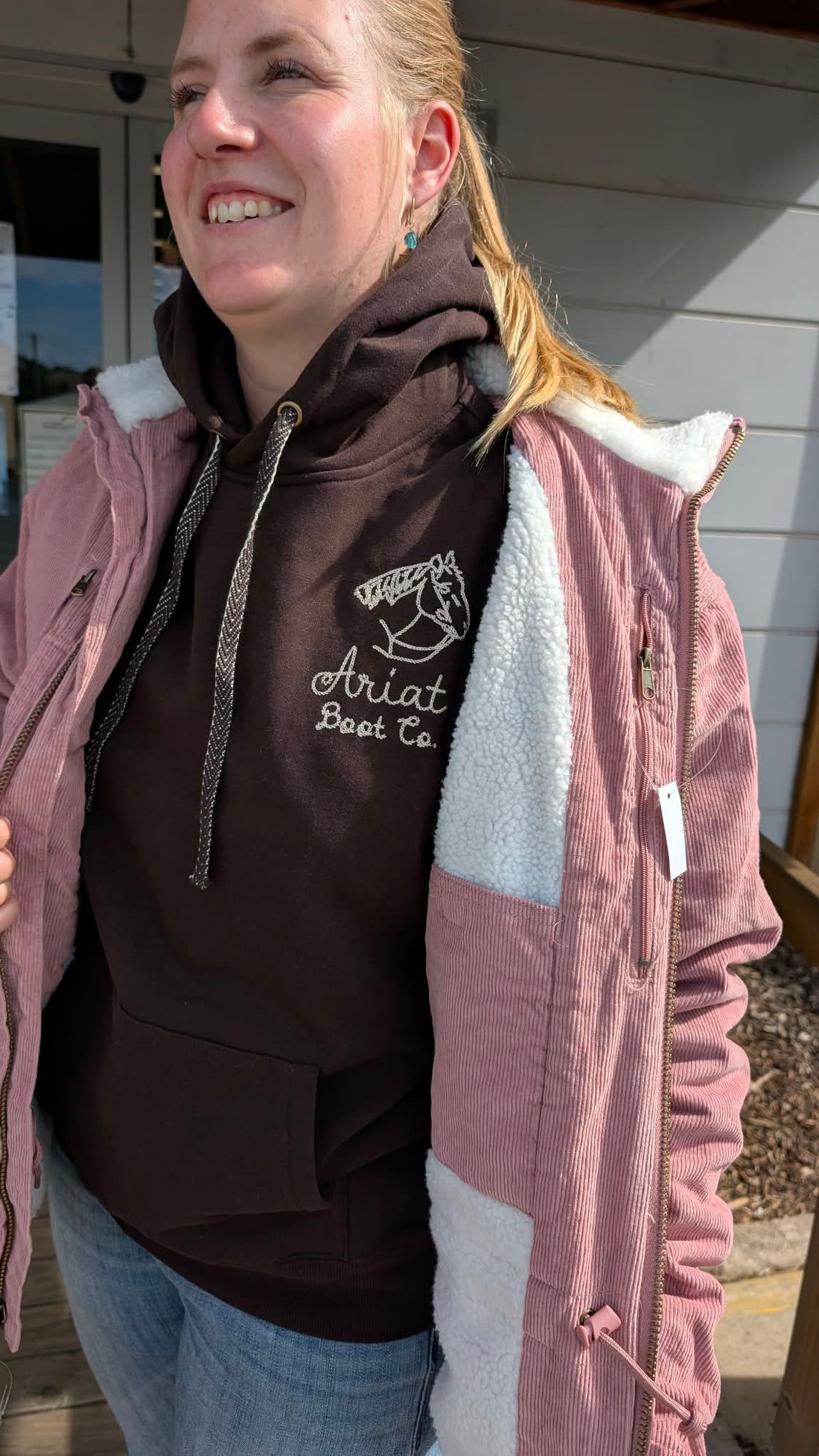 Just Country Womens Diamantina Sherpa Corduroy JAcket - Dusty Pink
