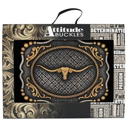 Montana Silversmiths Framed Longhorn Attitude Buckle