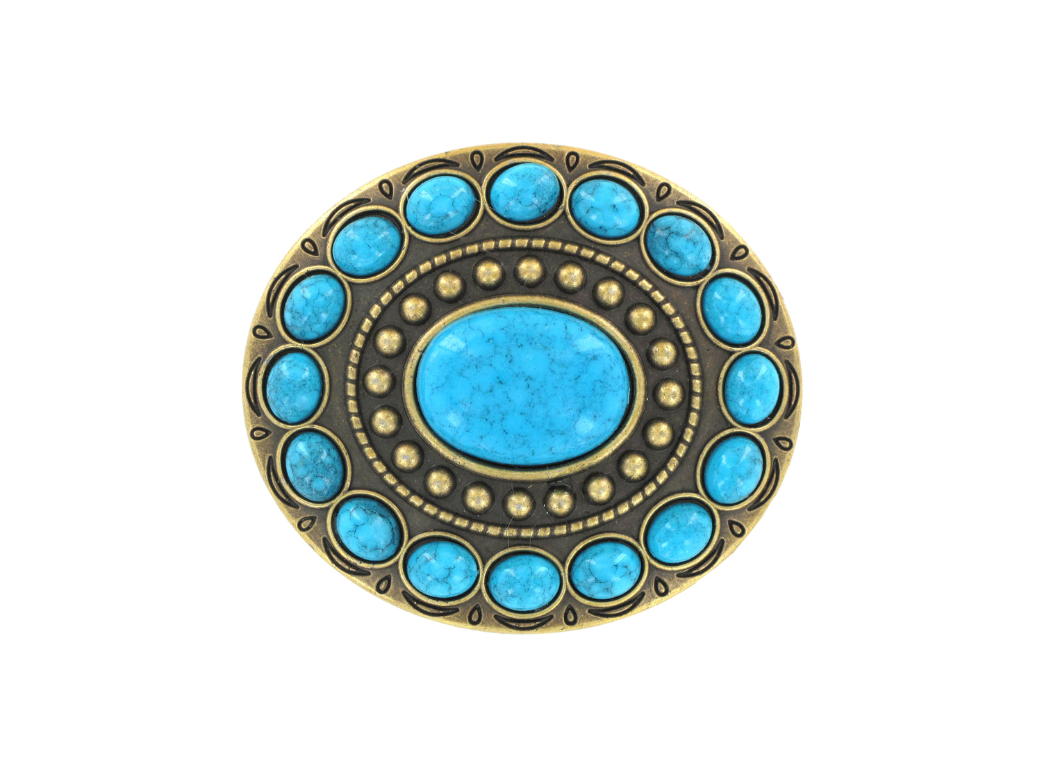 Belt Buckle with Oval Turquoise Stone