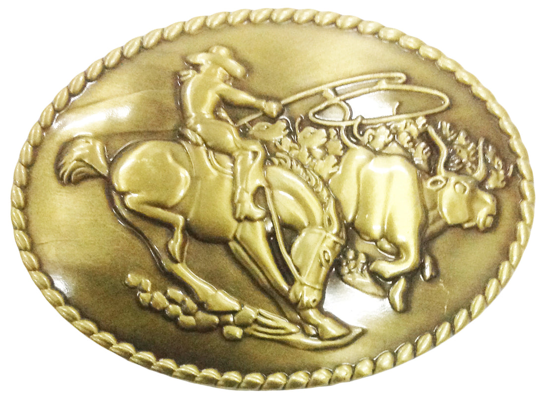 Wrangling Belt Buckle Gold Look