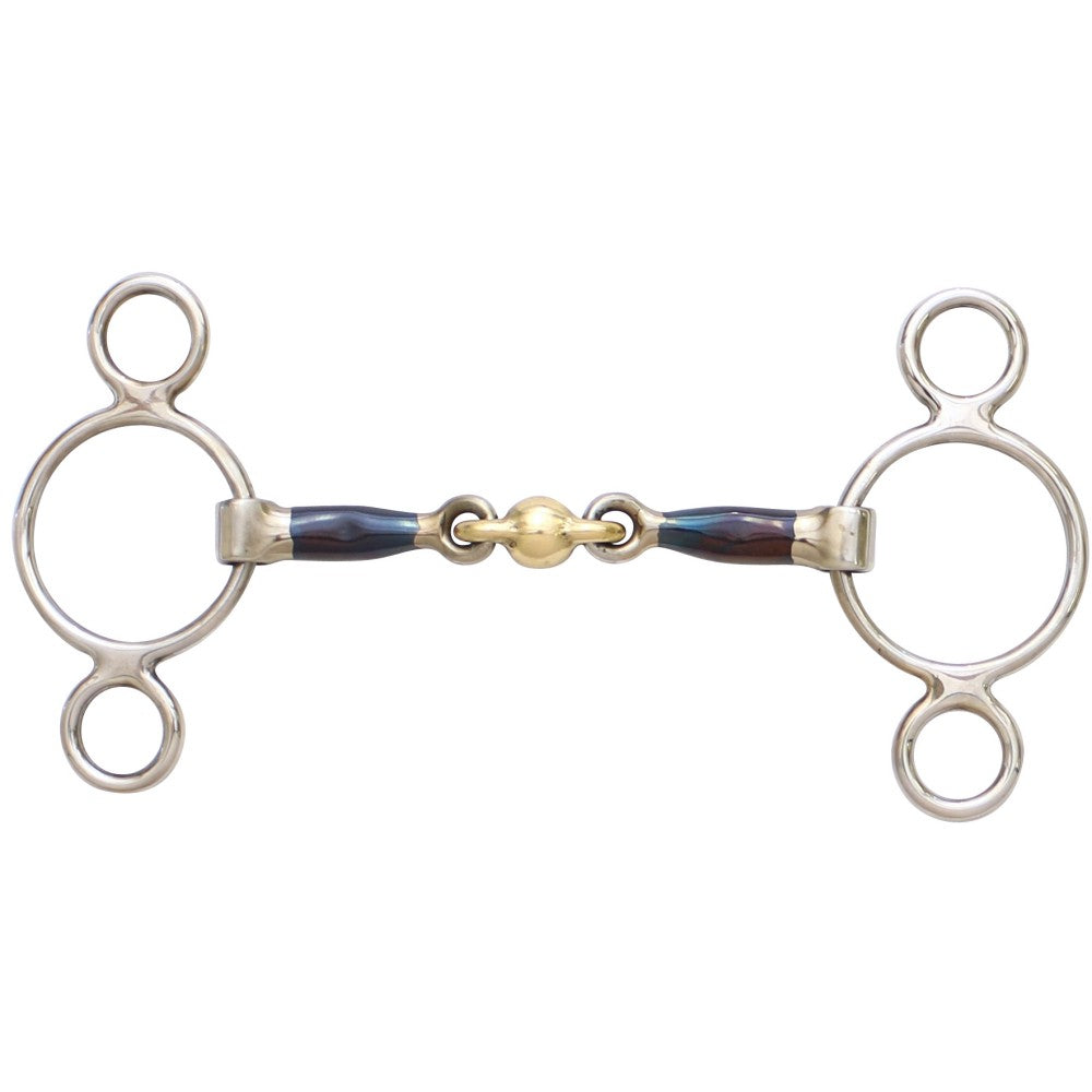 Blue Alloy Dutch Gag Training Snaffle with Three Rings