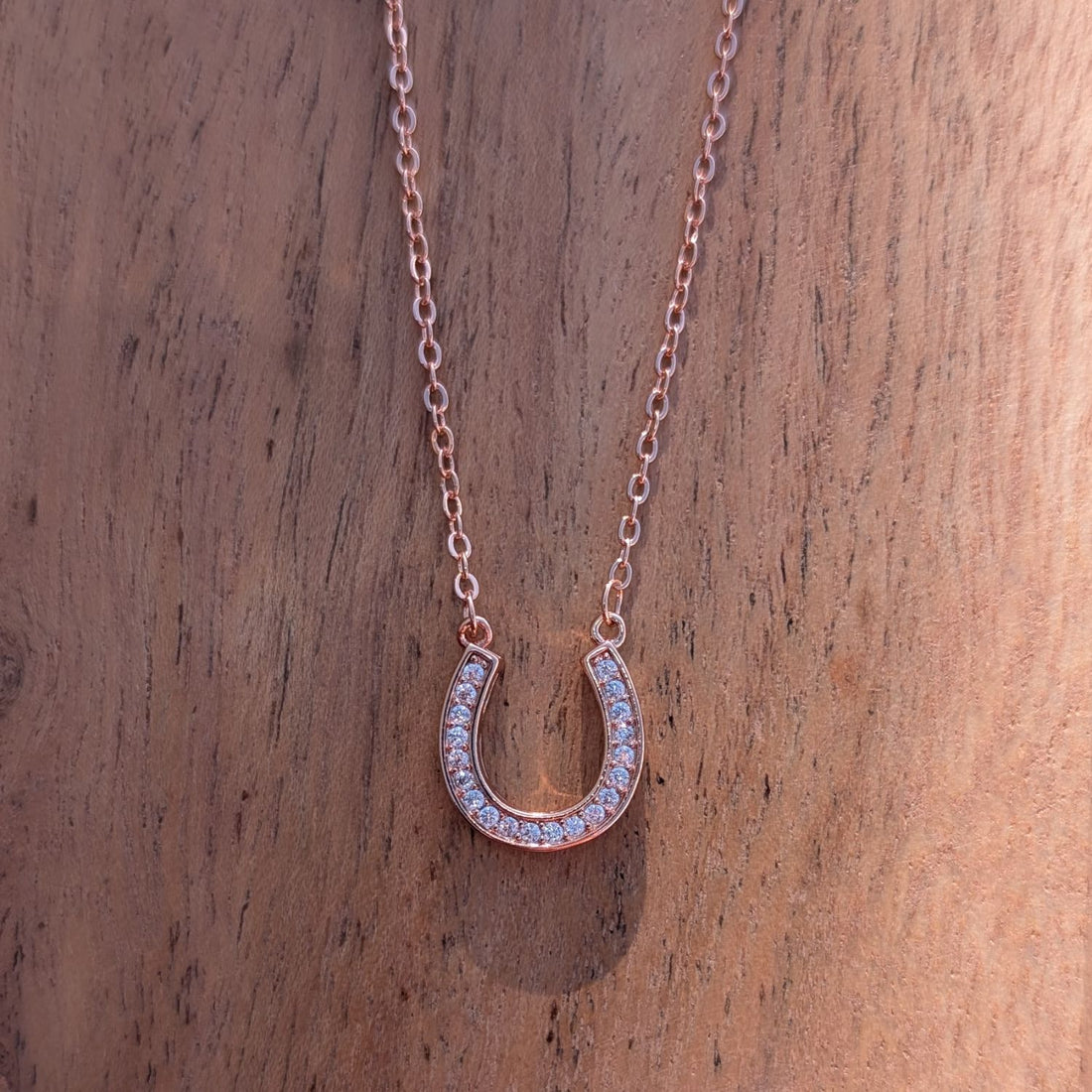 Cowgal Gifts Horse Shoe Pendant Cubic Zirconia Necklace