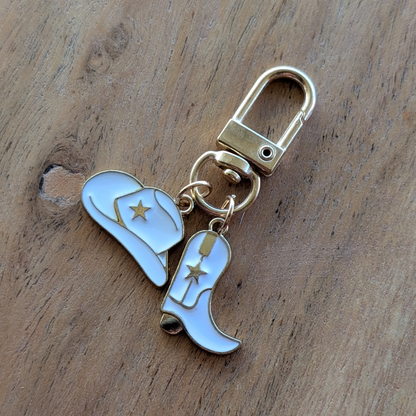 Cowgal Gifts Gowboy Hat &amp; Boots Keychain