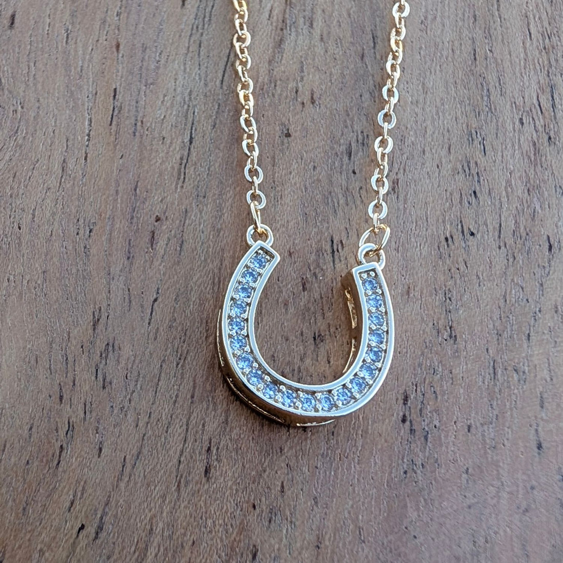 Cowgal Gifts Horse Shoe Pendant Cubic Zirconia Necklace