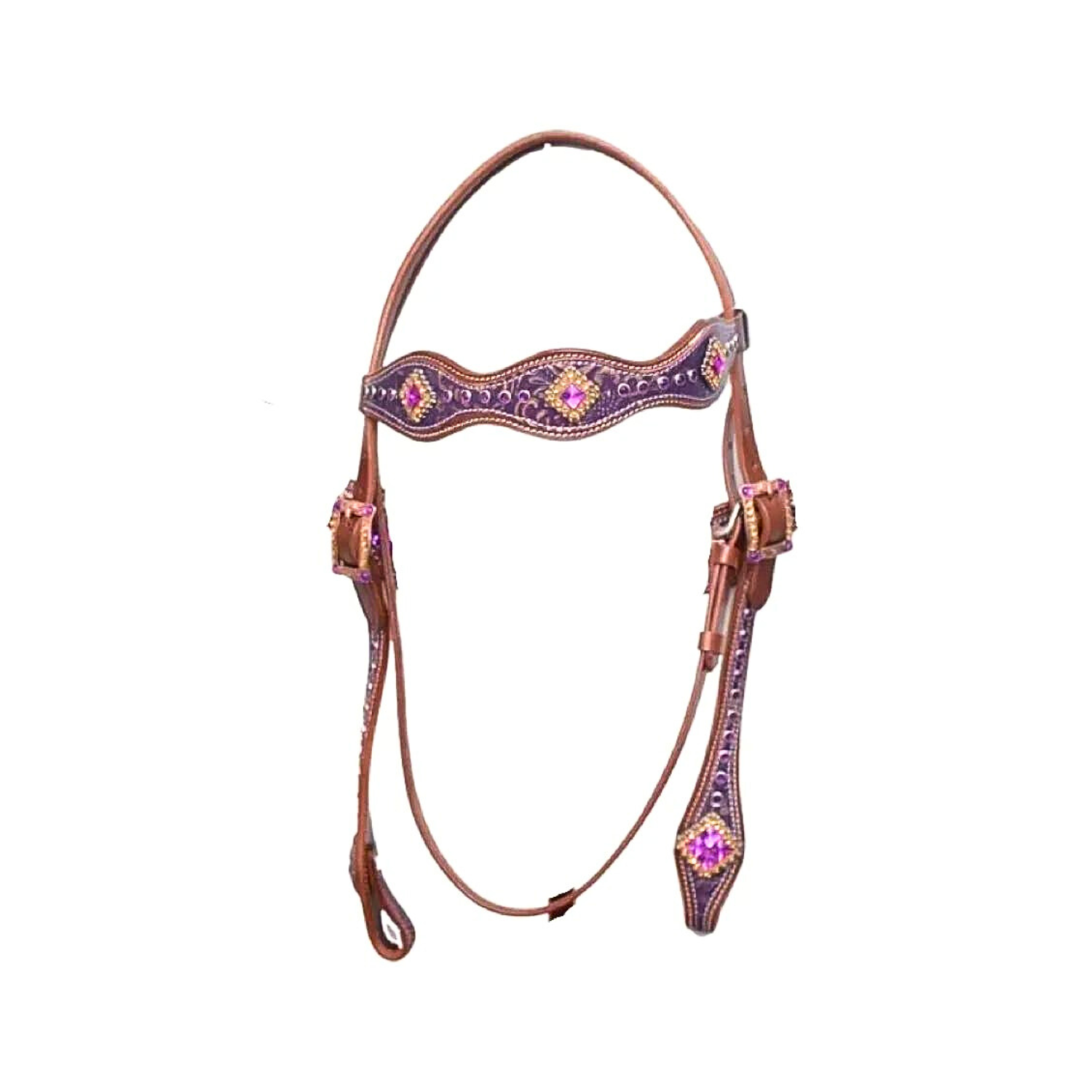 Navaho Purple Stone Western Bridle With Reins