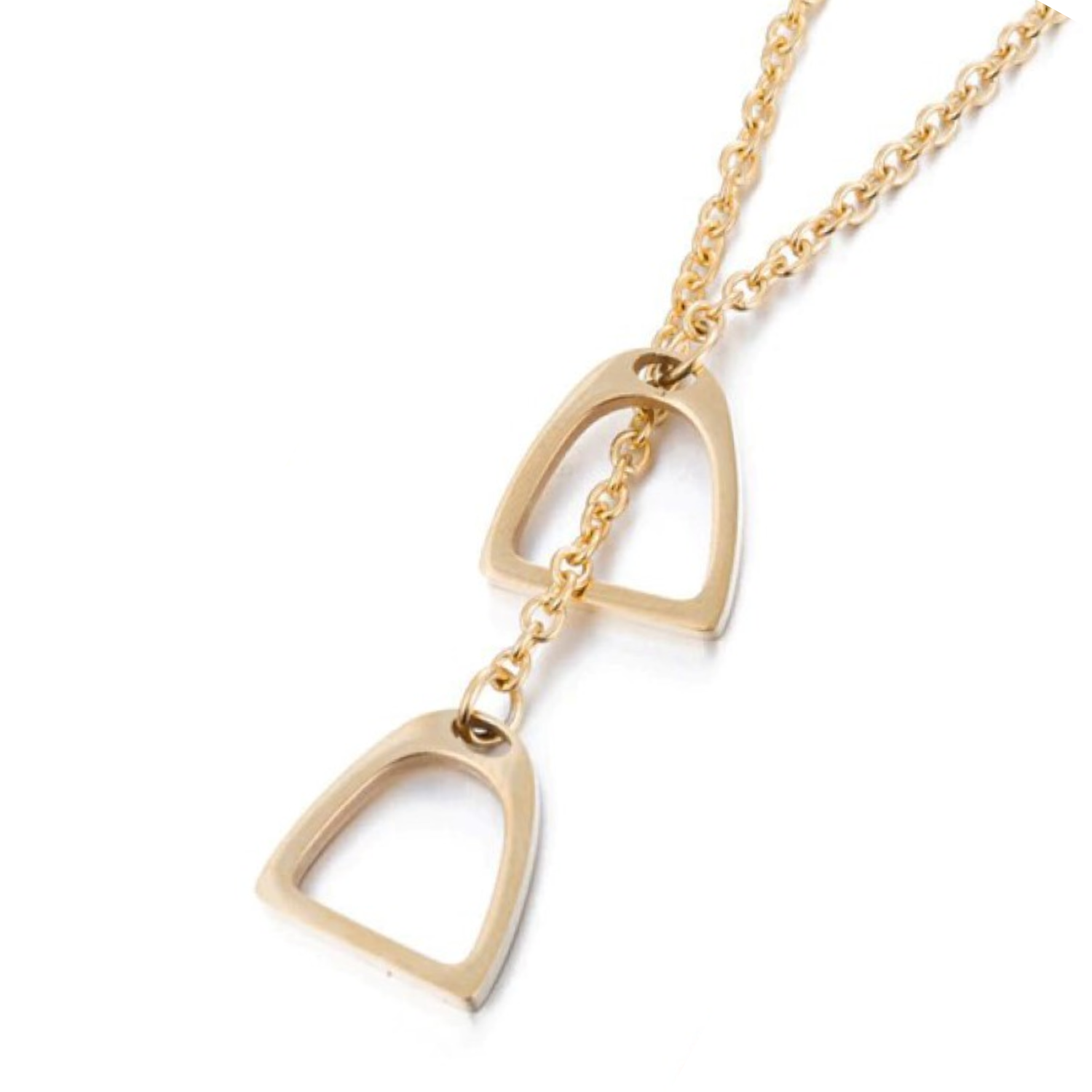 Double Stirrup Necklace Gold