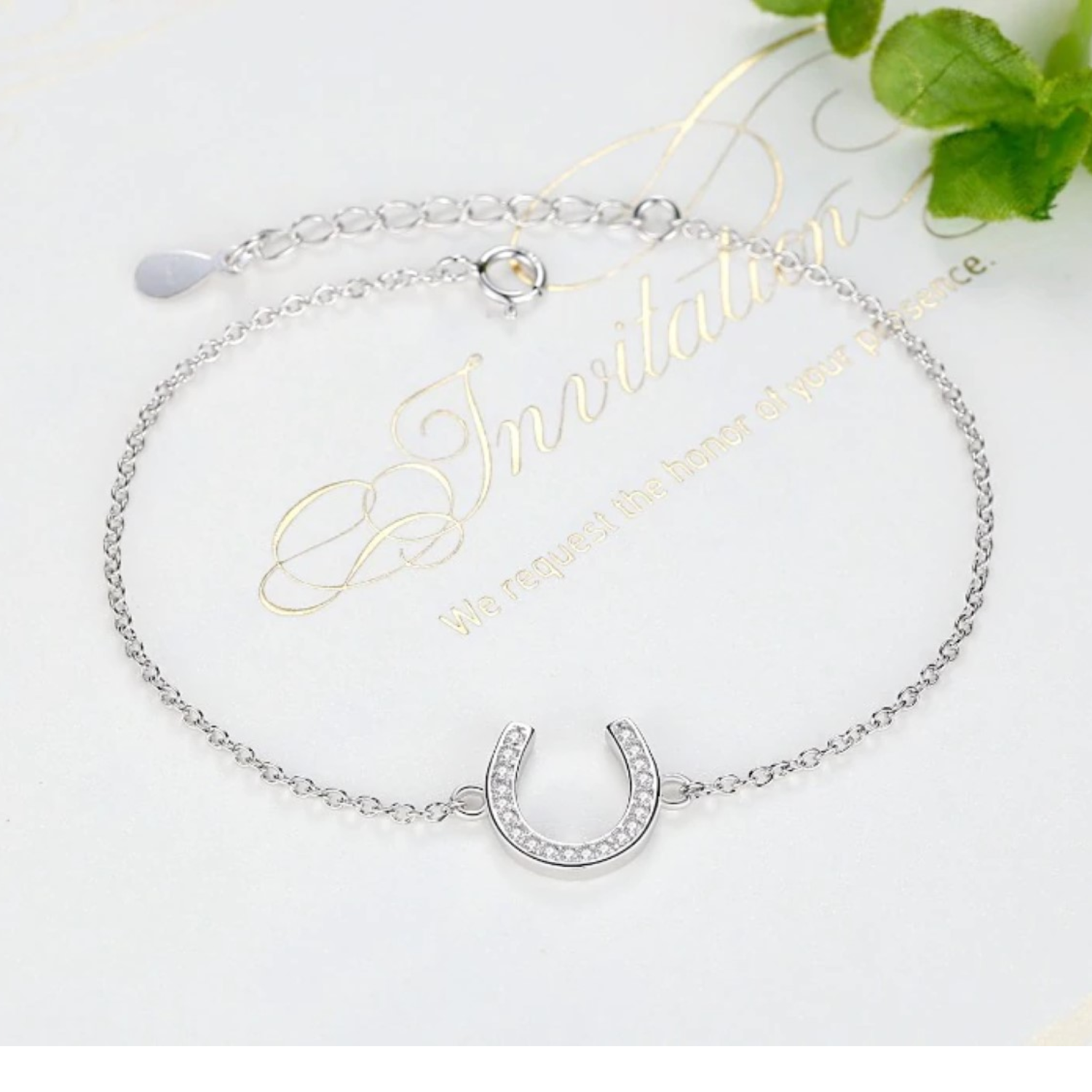 Horseshoe Stirling Silver Braclet With Crystals