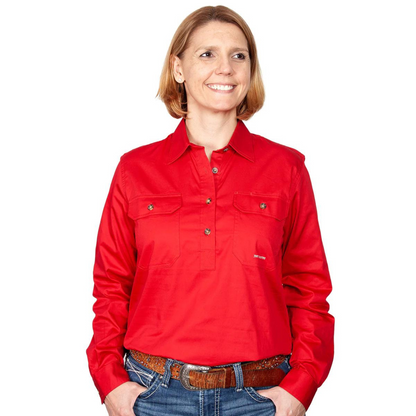 Just Country Womens Jahna Half Button Workshirt