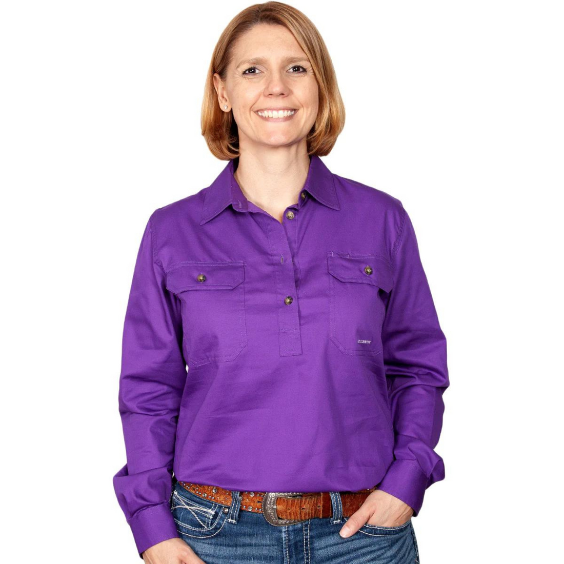 Just Country Womens Jahna Half Button Workshirt