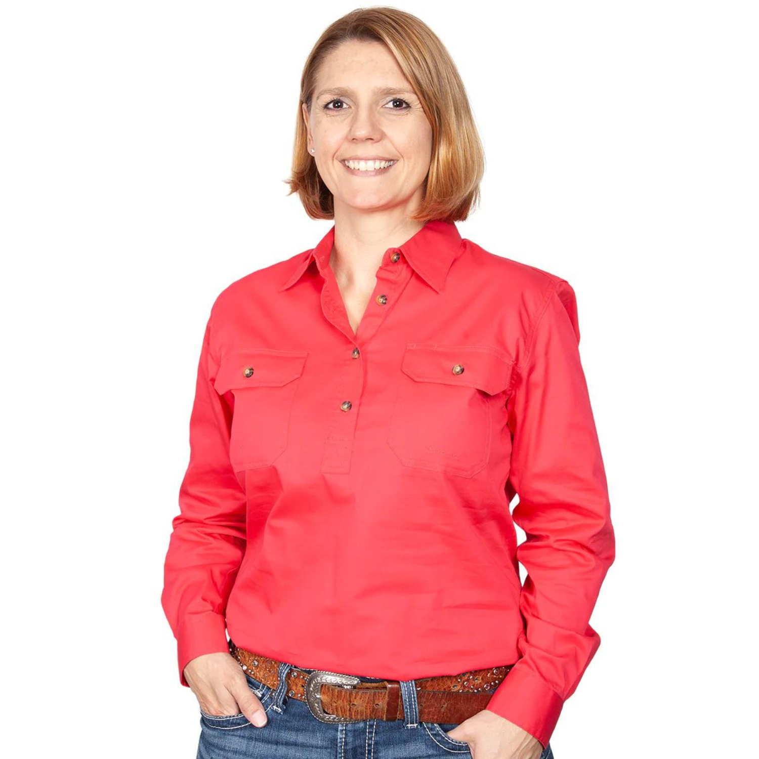 Just Country Womens Jahna Half Button Workshirt