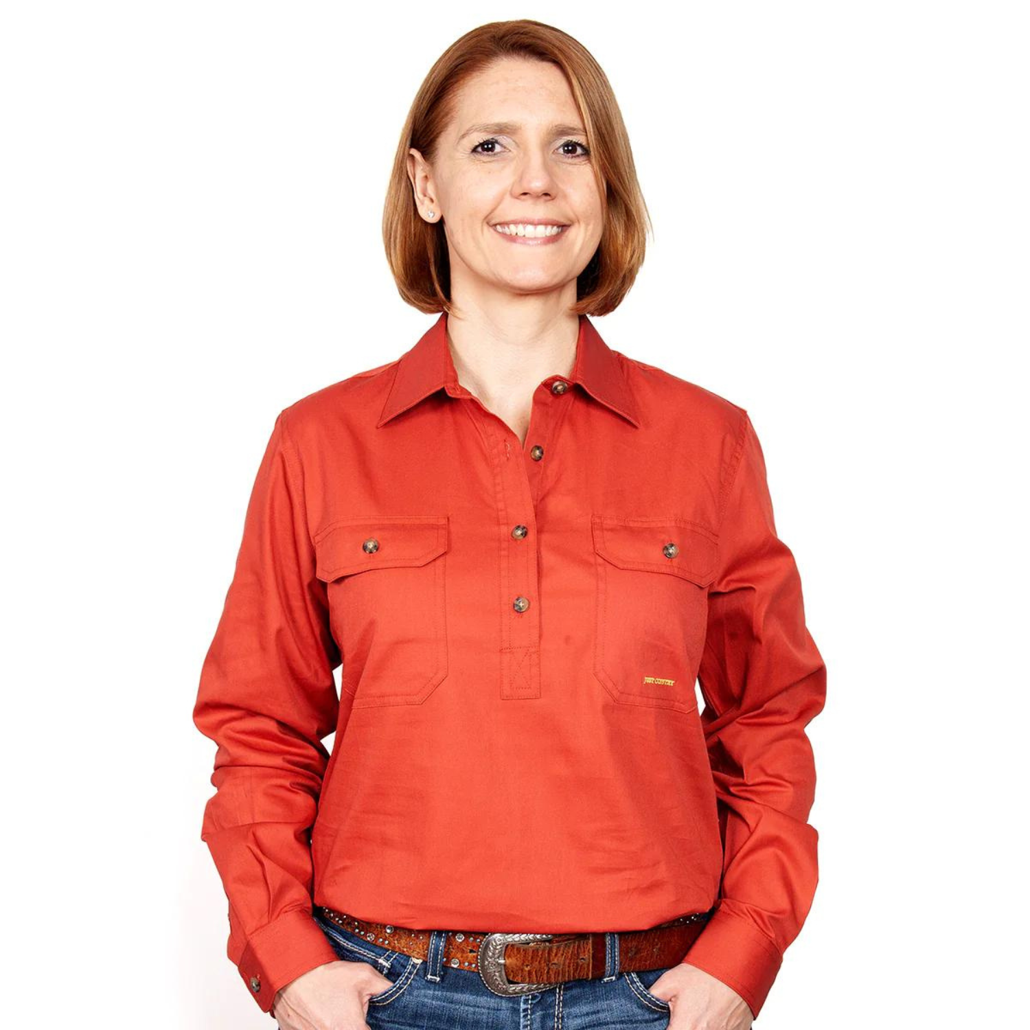 Just Country Womens Jahna Half Button Workshirt