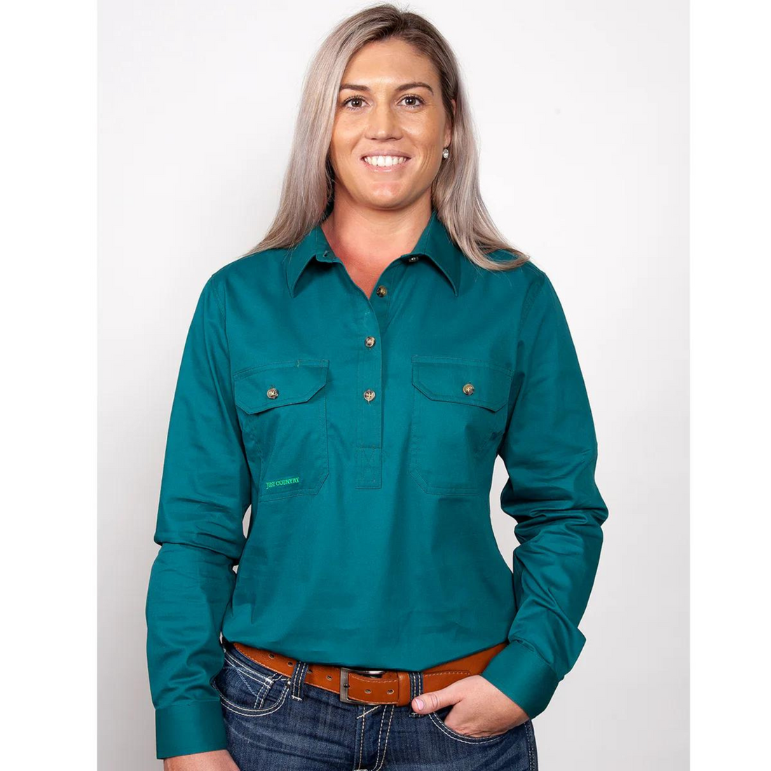 Just Country Womens Jahna Half Button Workshirt