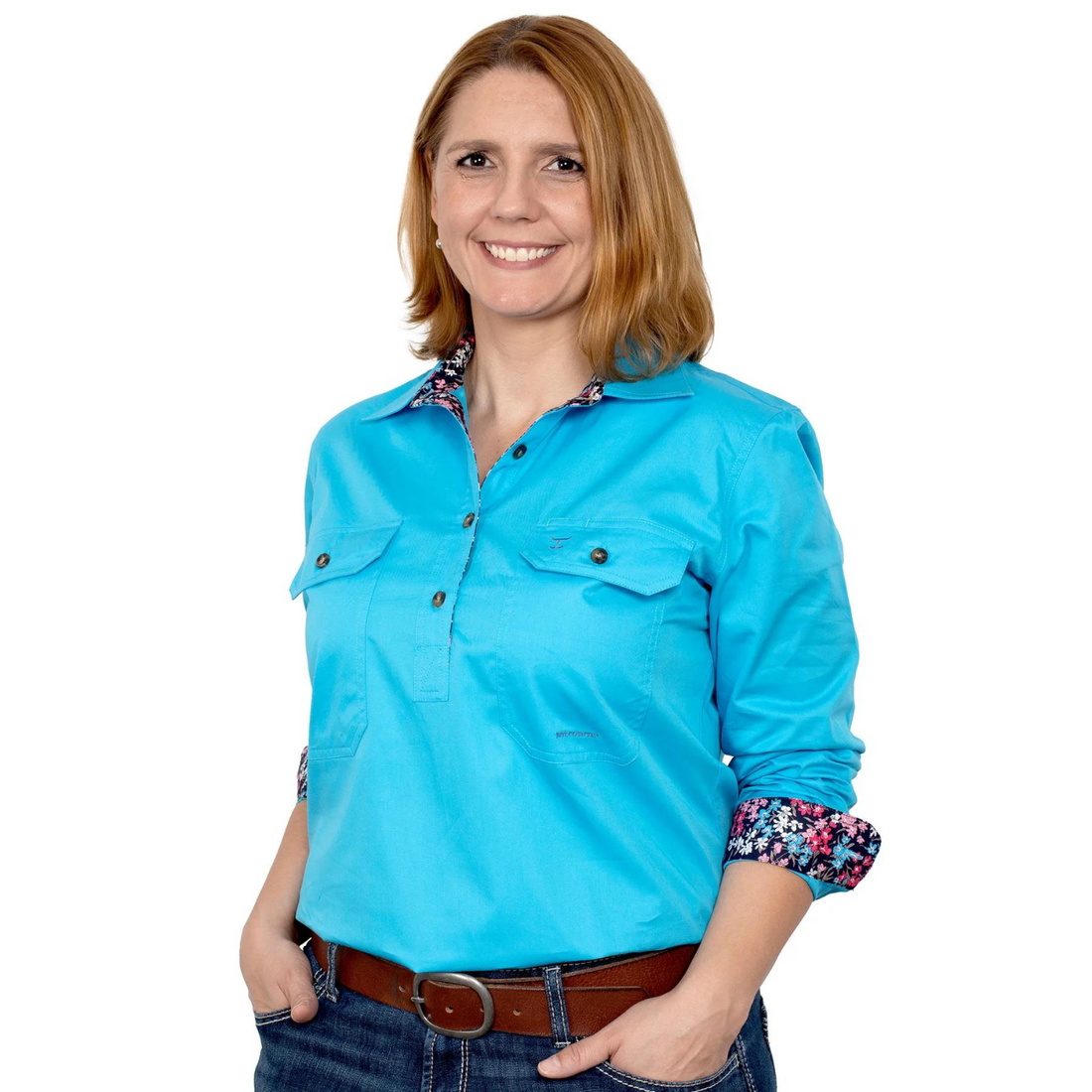 Just Country Womens Jahna Half Button Workshirt