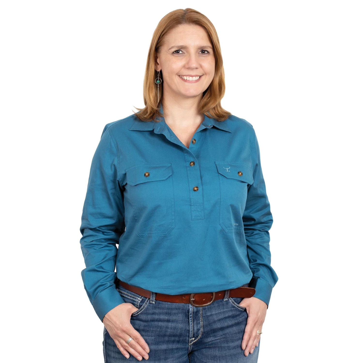 Just Country Womens Jahna Half Button Workshirt