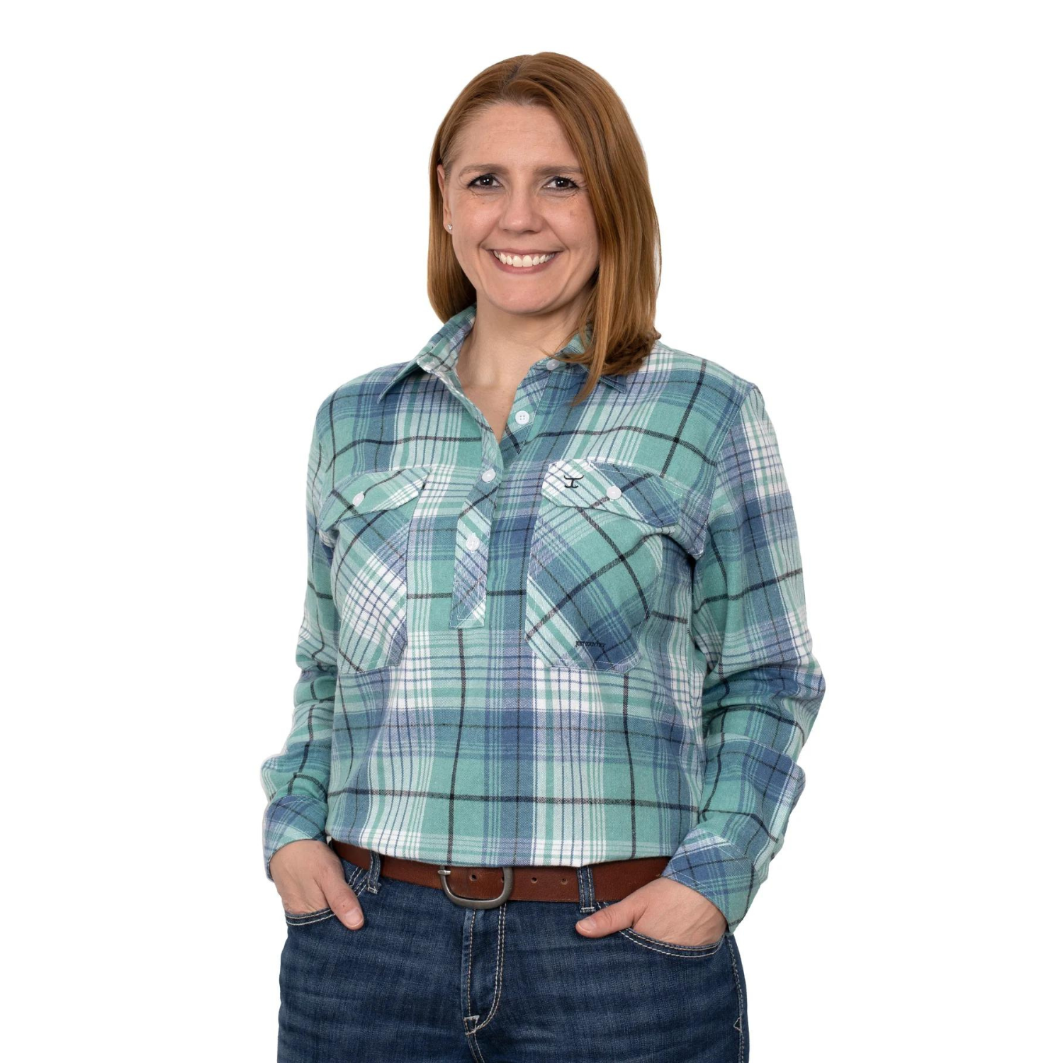 Just Country Womens Jahna Half Button Workshirt