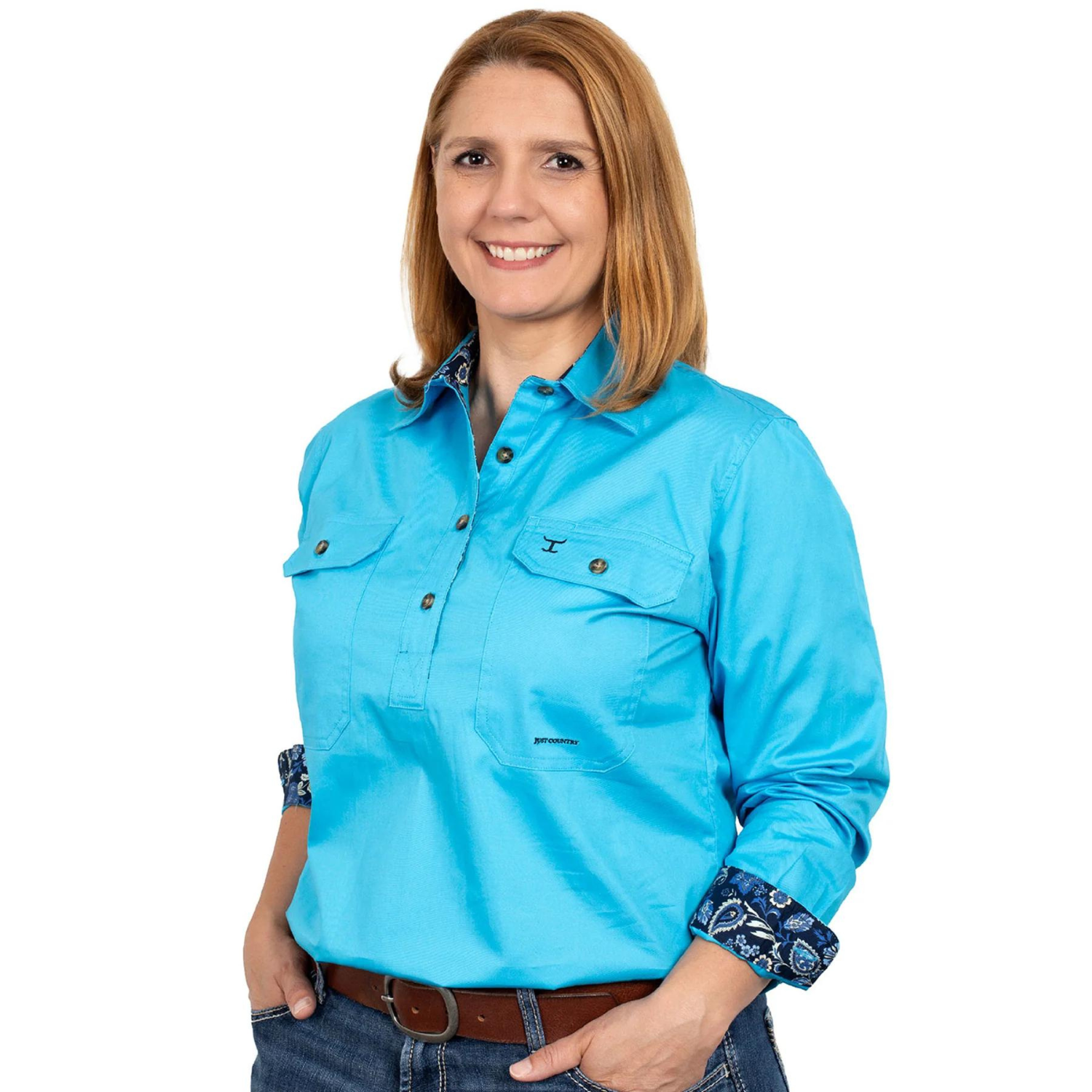 Just Country Womens Jahna Half Button Workshirt