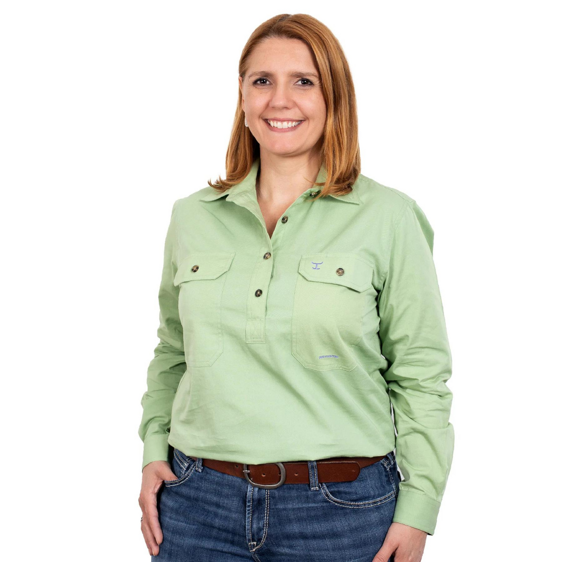 Just Country Womens Jahna Half Button Workshirt