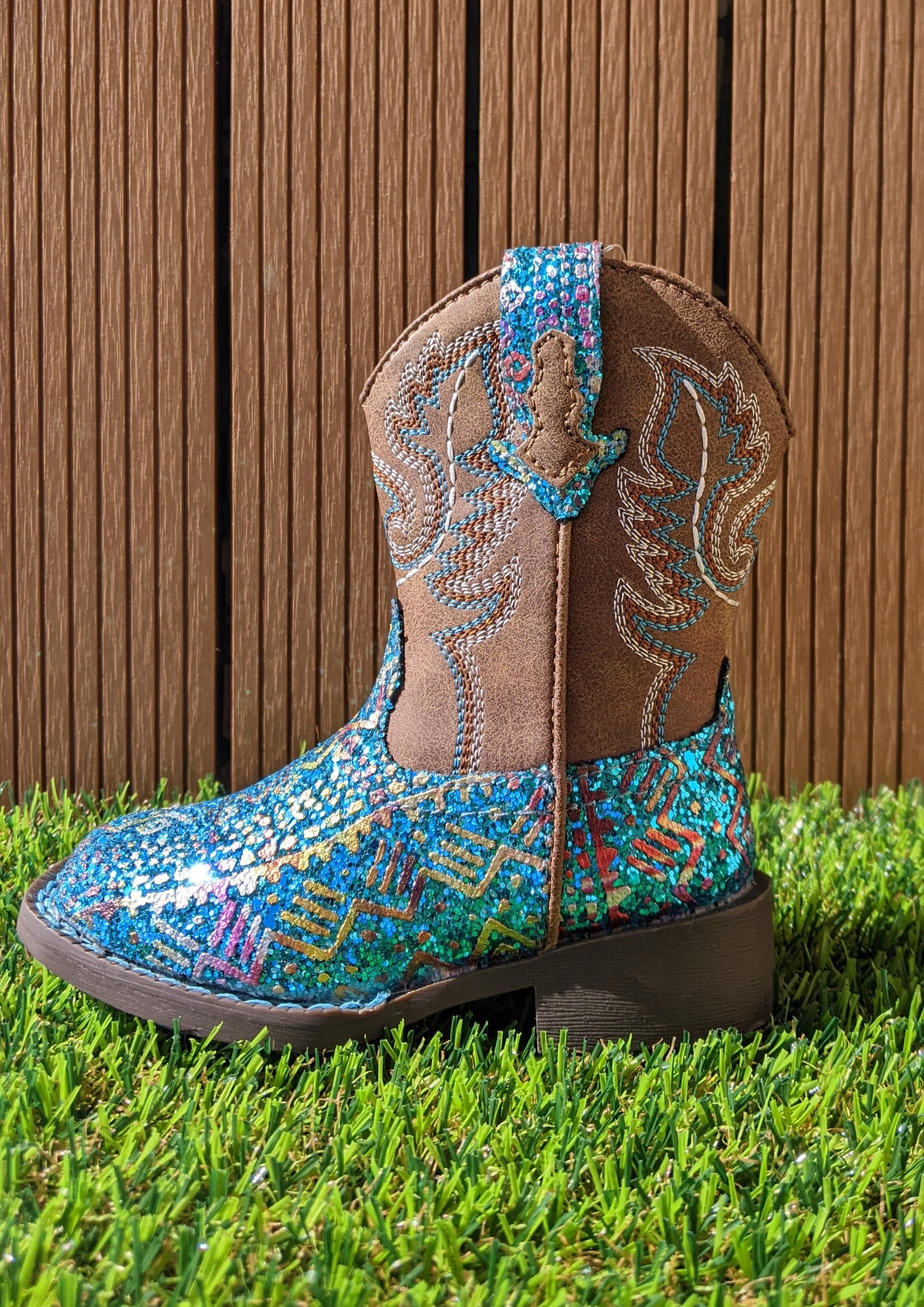 Roper Toddler Glitter Aztec Blue Glitter/Brown