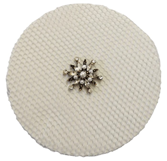 Hamag Hair Bun Net Diamante Floret White