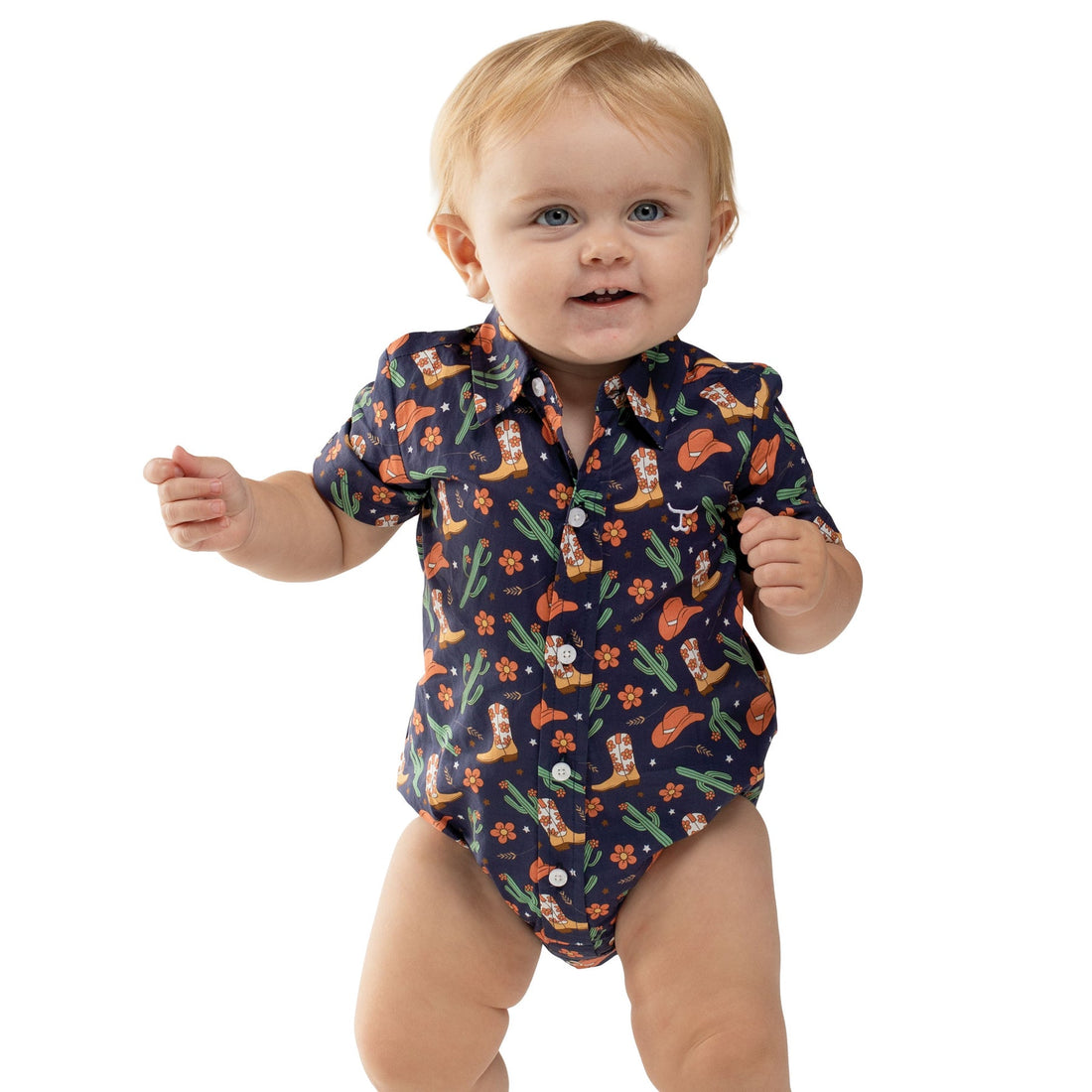 Just Country Infant Frankie Short Sleeve Full Button Print Workshirt