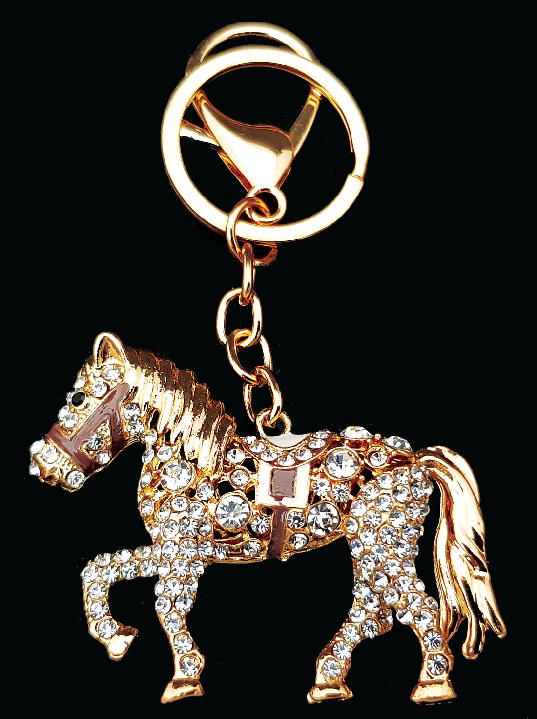 Horse Clear Crystal Keyring