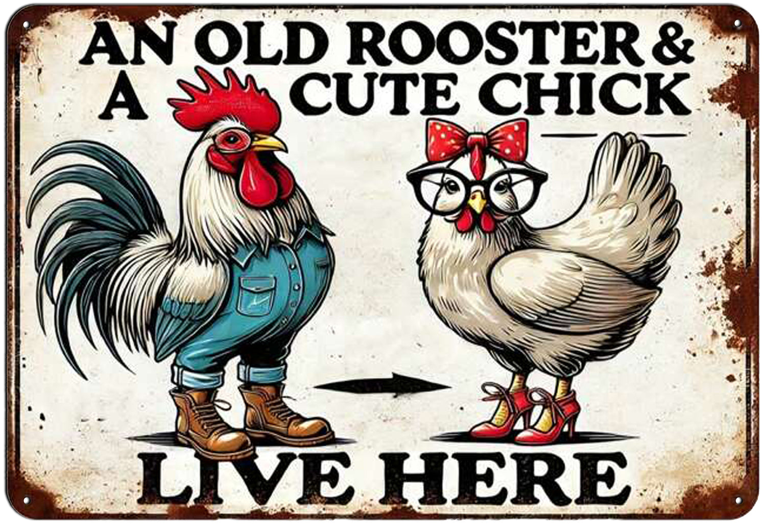 Rooster n Chick Tin sign